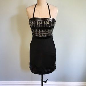 bebe // Strapless Embellished Mini Dress // Rare!